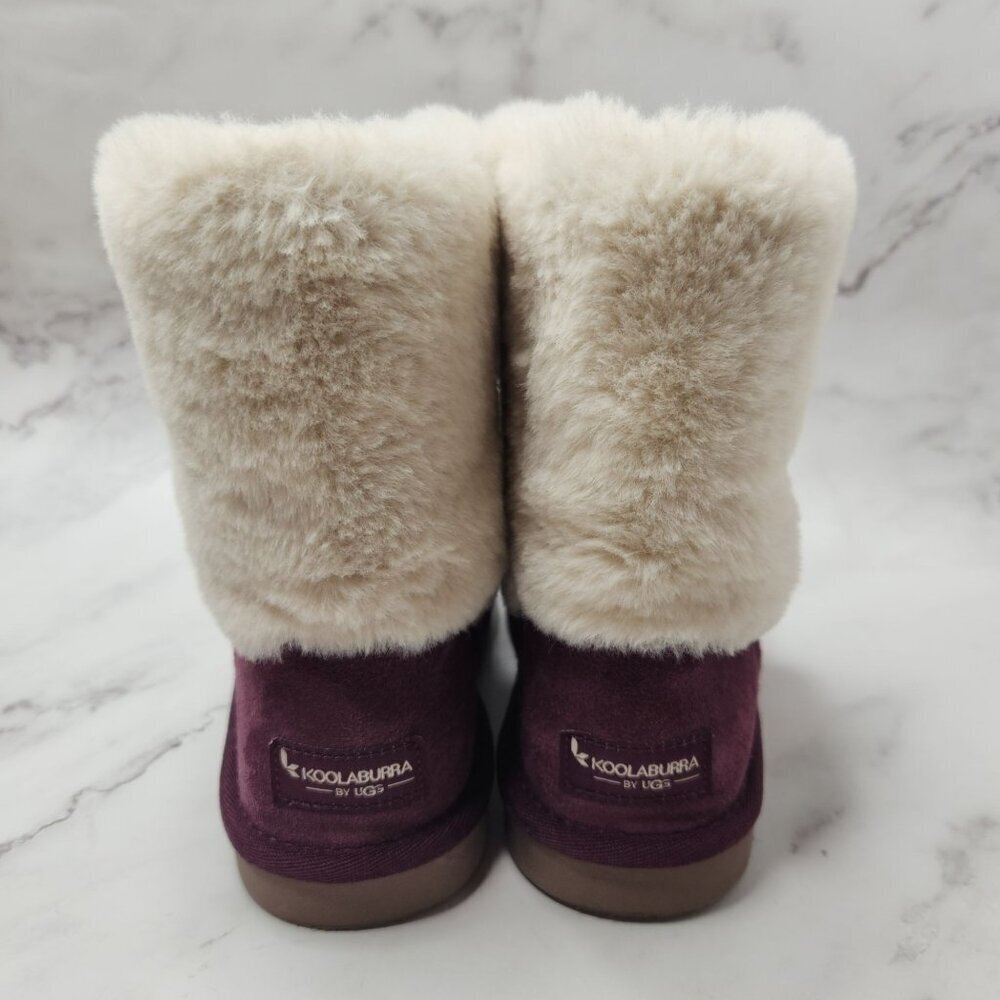 UGG Koolaburra Girls Aubrie Short Purple Boots Faux Fur Lining Youth 2 - Picture 4 of 9